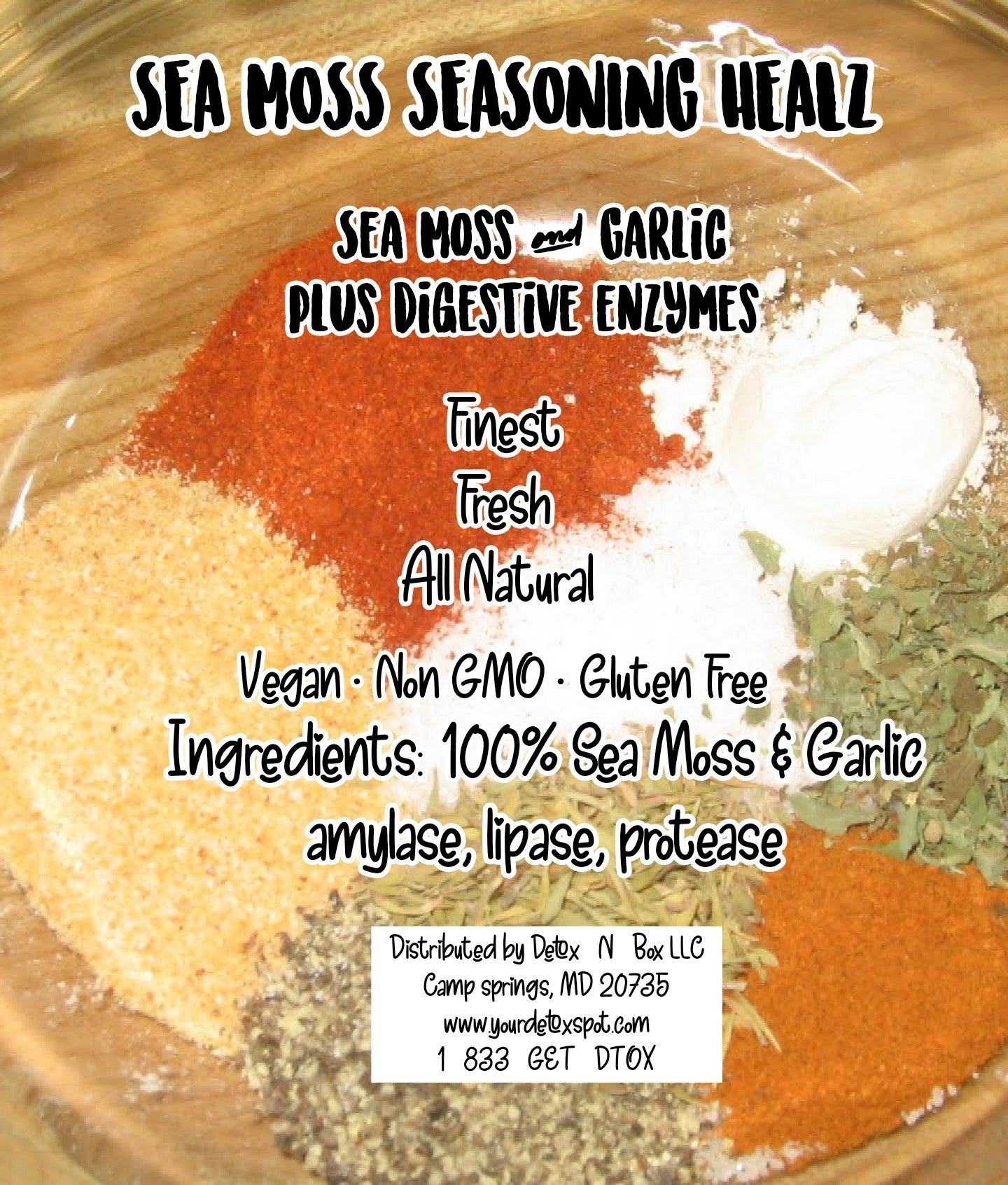 SEA MOSS SEASONING HEALZ GARLIC& ROASTED SEA MOSS plus Digestive Enzymes/Pre and Probiotics