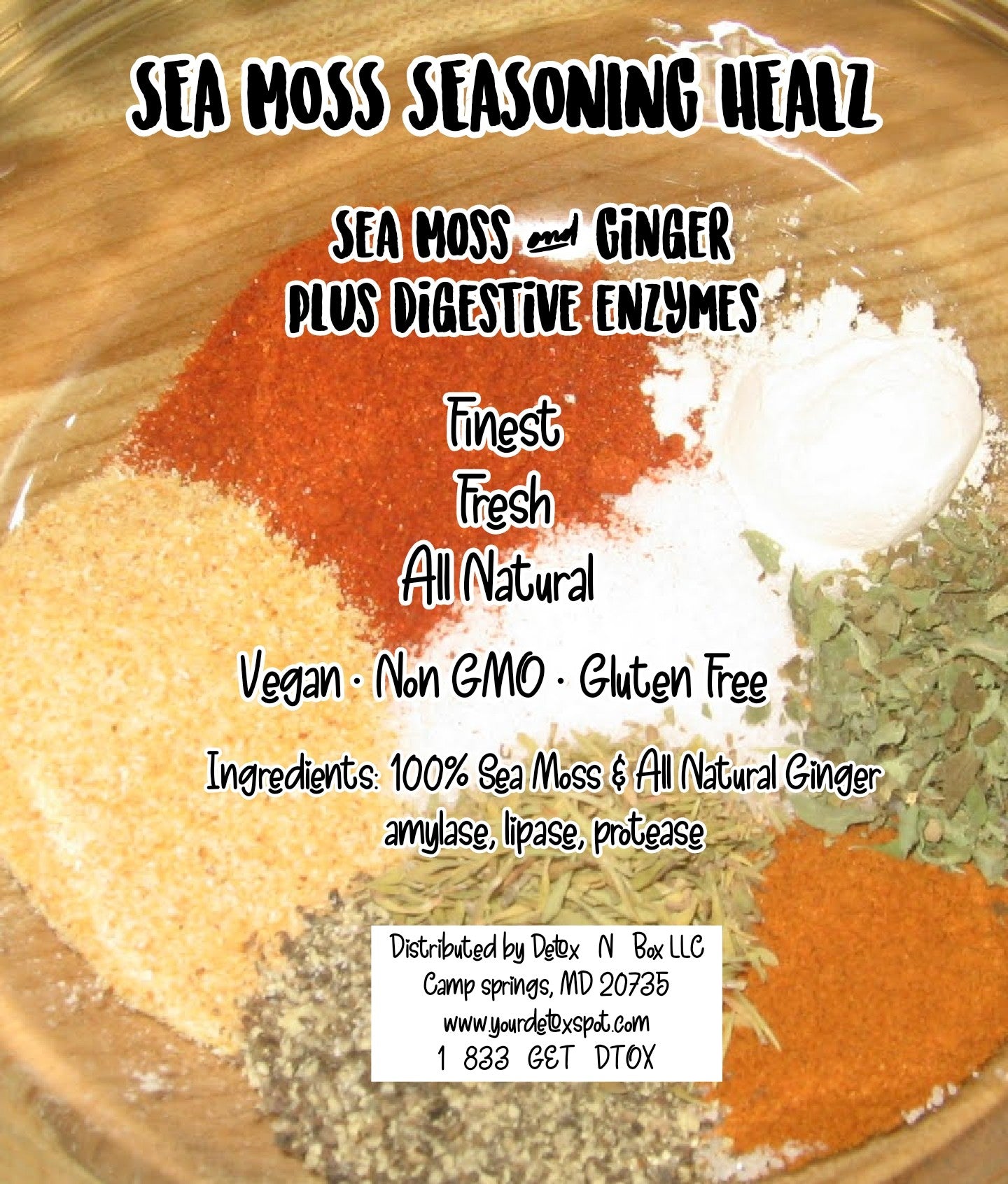 SEA MOSS SEASONING HEALZ GINGER & ROASTED SEA MOSS plus Digestive enzymes/Pre and Probiotics