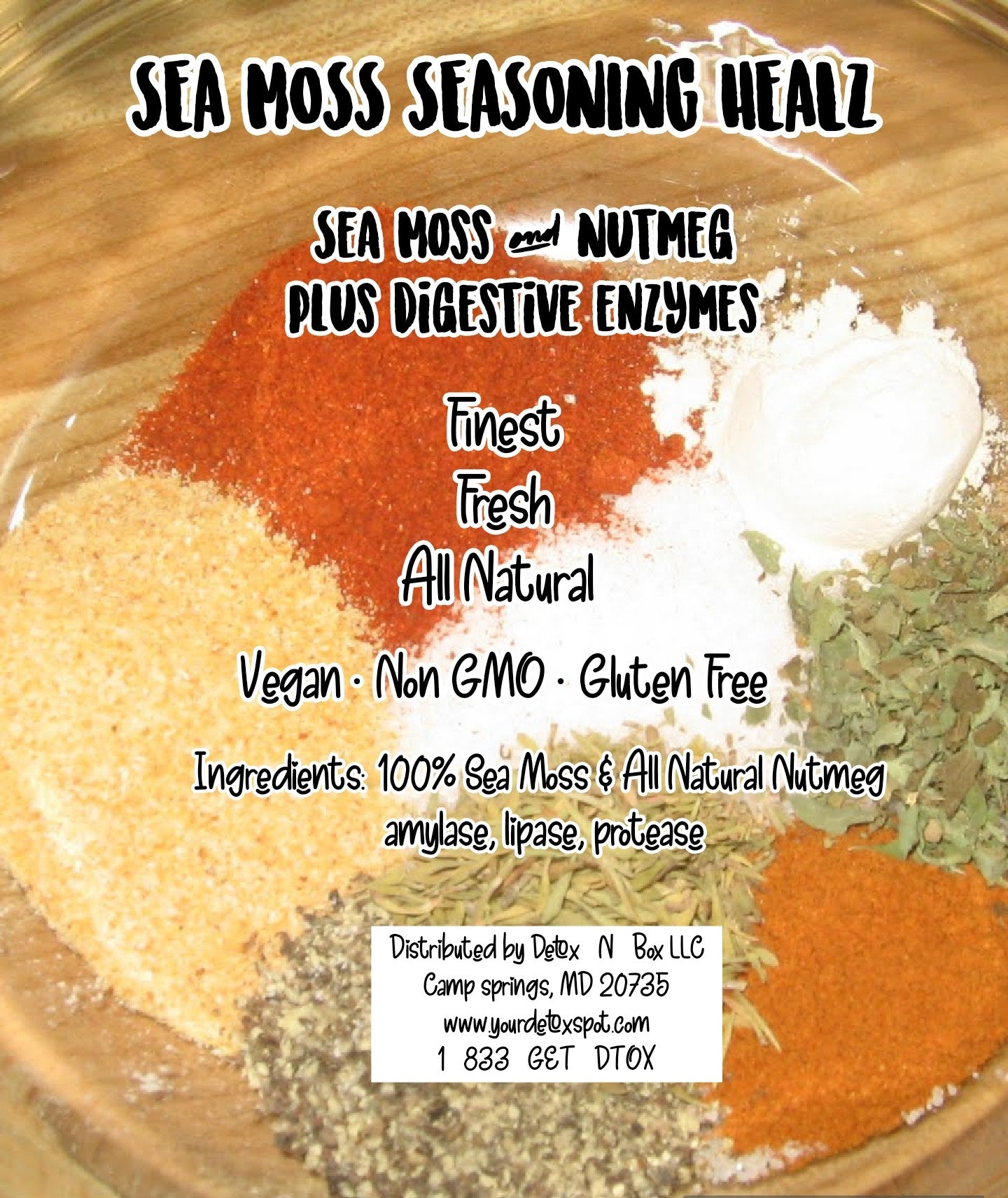 SEA MOSS SEASONING HEALZ NUTMEG & ROASTED SEA MOSS plus Digestive Enzymes/Pre and Probiotics