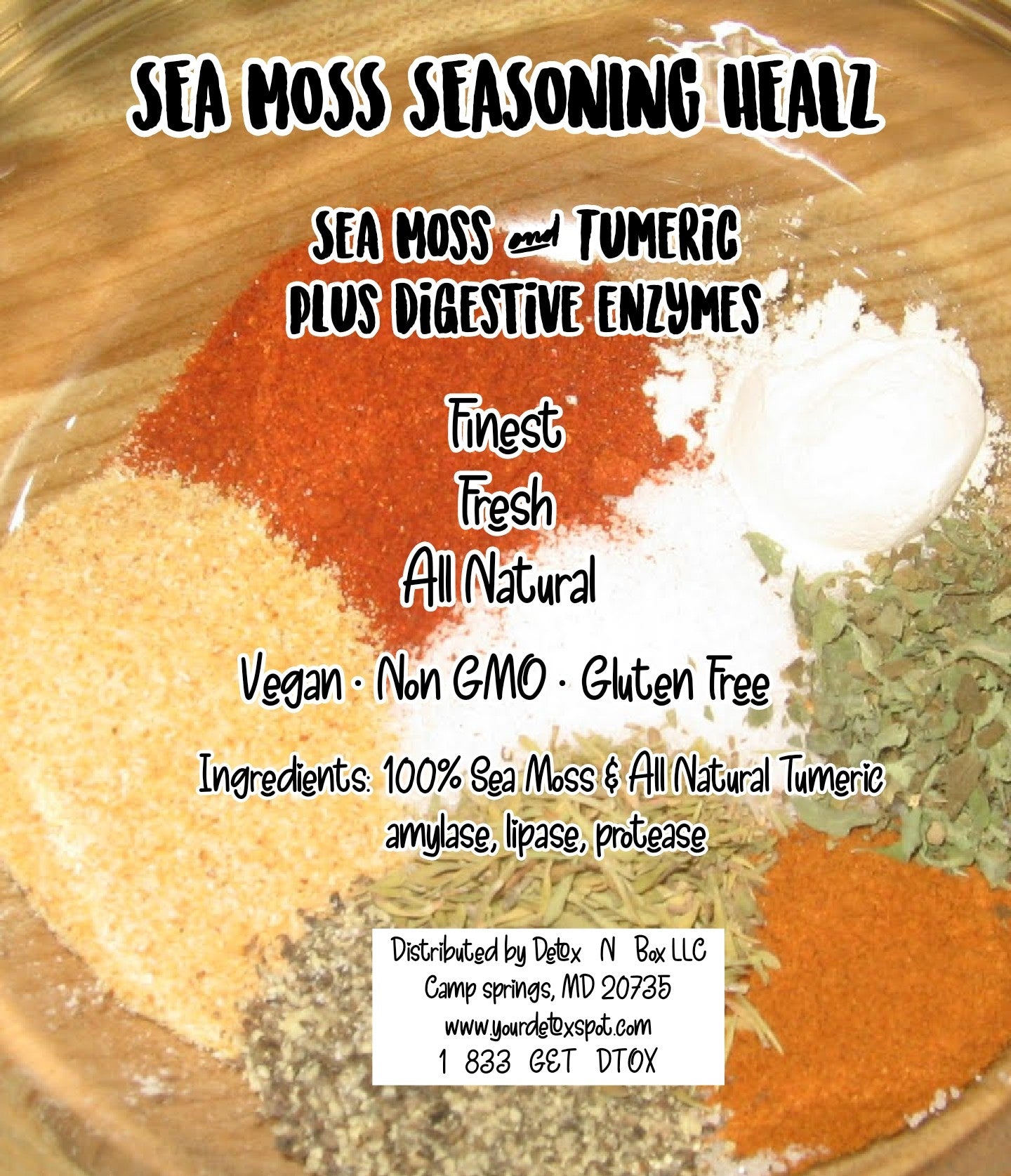 SEA MOSS SEASONING HEALZ TUMERIC & ROASTED SEA MOSS plus Digestive Enzymes/Pre and Probiotics